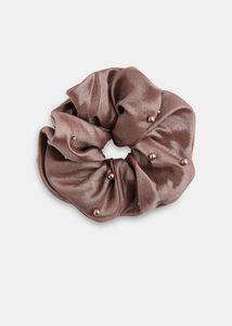 Handmade Pearl Satin Hair Scrunchie Elastic Ponytail Hair Tie for Women - Product Image 1