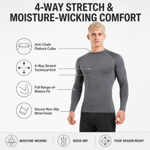 <b>Men's</b> Full Sleeve Compression Shirt Quick Dry Breathable <b>Thermal</b> Base Layer Eco-Friendly Gym Fitness Wear Spandex Polyester <b>Top</b> - Product Image 2