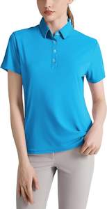 Camisa Polo Casual de Otoño para Mujer, Corte Ajustado, 4 Botones, Manga Larga, 220 GSM, Algodón/Poliéster Jersey, OEM, Azul - Product Image 5