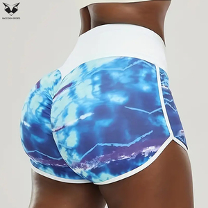 Pantalones Cortos de Cintura Alta con Diseño Tie-Dye y Bloques de Color, Ajuste Ceñido y Elasticidad Media, Ideales para Entrenamientos y Salidas Casuales - Último Modelo 2026 - Product Image 2