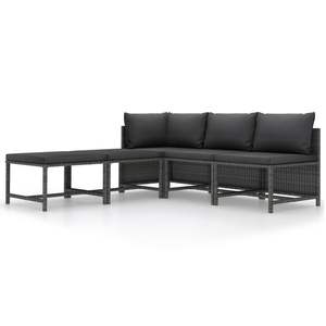 Ensemble de canapés de jardin en rotin gris anthracite avec structure en acier, mobilier d'extérieur au design contemporain, coussins imperméables - Product Image 2