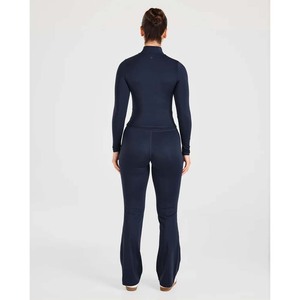 One Piece Yoga Jumpsuit Women Mock Neck Quarter Zip Long Sleeve Thumbhole Butt Lift Flare <b>Bell</b> Bottom Leggings Gym Activewear - Product Image 6
