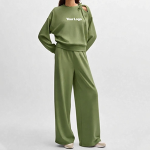 Conjunto Deportivo de Invierno para Mujer, Sudadera Holgada con Cordones de Color Sólido y Pantalones Joggers, Ropa Urbana de Alta Calidad, Precio al por Mayor - Product Image 4