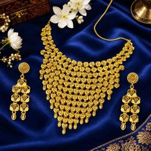 Wholesale Brass 14K18K24K Micron Gold Box Chain Turkish Dubai Style Heavy <b>Bridal</b> Necklaces Set African Traditional Wedding Set - Product Image 2