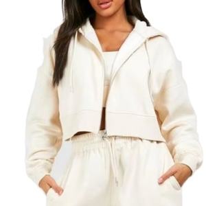 Oferta Especial: Sudadera Corta con Capucha para Mujer, Estilo Urbano, con Cierre Frontal, Forro Polar, Secado Rápido, Ligera y Transpirable - Product Image 1