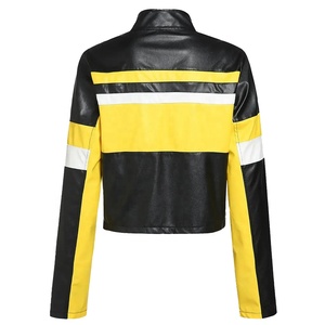 เสื้อแจ็คเก็ตหนัง PU แขนยาวสำหรับผู้หญิง, เสื้อโค้ทสั้นผ้าฝ้ายผ้าไหมพิมพ์ลายสำหรับฤดูหนาว - Product Image 2