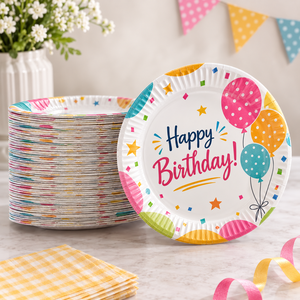 Assiettes en papier biodégradables EcoRev de 9 pouces, colorées, pour fêtes d'anniversaire, fournitures pour fêtes de bébé, desserts - Product Image 2