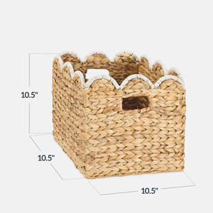 Vietnam Handmade Water Hyacinth Foldable Basket, Scalloped Shape, Natural Storage Basket Wholesale - Product Image 2