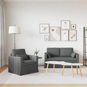 Canapé en tissu gris foncé 2 places 139 x 78 x 80 cm pour ensembles de salon - Product Image 3