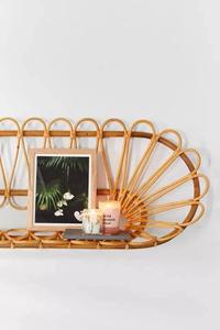 Natural Oval Rattan wall-mounted shelf Long Pill Shaped Bamboo <b>Floating</b> Racks Home Living Room Bedroom Decorative Storage <b>Units</b> - Product Image 2