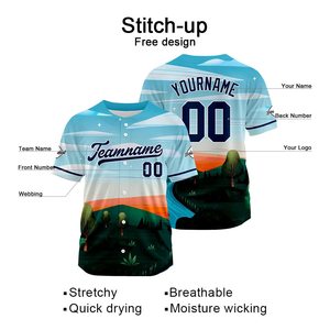 Teamname <b>Baseball</b> Jersey Sublimated Print Breathable Polyester Short Sleeve Adult Unisex Regular Fit Button Front - Product Image 4