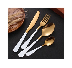Ensemble de couverts en or, acier inoxydable, couverts dorés de luxe, finition miroir, vaisselle de table, utilisation en restaurant et à domicile, argenterie - Product Image 2