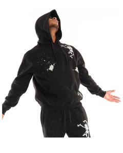 Sudadera con Capucha Negra de Invierno, Diseño de Esqueleto Atrevido, Capucha con Cordón Ajustable, Tejido de Felpa, Estilo Urbano Destacable - Product Image 3