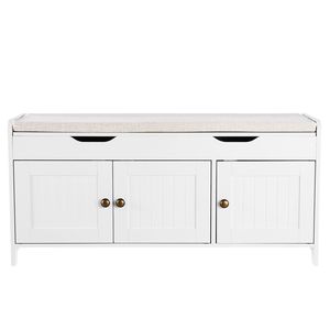 41.3 X 13.8 X 19.8 Inch Entryway Bench with Lift Top Storage Seat Cushion and 3 Cabinets 250lbs Shoe Rack Shoe Bench - Product Image 1