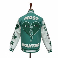 Veste universitaire unisexe violette avec broderie et patchs en chenille, style Letterman