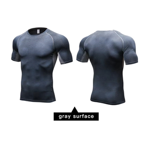 เสื้อยืดตาข่ายบีบรัดรูปทรงสำหรับผู้ชาย ขายส่ง เนื้อผ้าระบายอากาศ ยืดหยุ่น เหมาะสำหรับออกกำลังกาย ฟิตเนส วิ่ง แรชการ์ด ชุดกีฬาฝึกซ้อม - Product Image 1