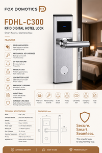 ระบบล็อคประตูโรงแรม Fox Domotics รุ่น FDHL-C300-S แบบ RFID พร้อมการ์ดและกุญแจกลไก ผลิตจากสแตนเลส 304 ได้รับการรับรองมาตรฐาน CE - Product Image 3
