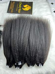 CDYHAIRVN Cabello Humano Virgen 100% Natural, Color Negro, Sin Enredos, Liso Rizado, Sin Procesar, Paquetes de Cabello Humano Indio Temple - Product Image 2