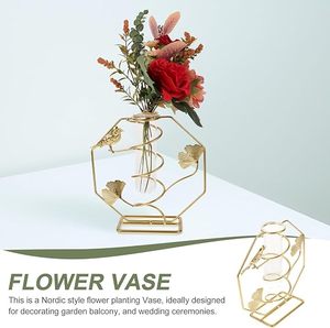 Jarrón de mesa contemporáneo de latón con diseño de pájaro y abanico, para agua, decoración para el Día de San Valentín - Product Image 5