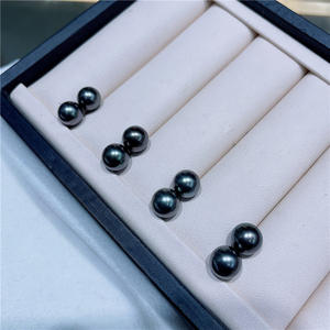 Perles de Tahiti noires presque rondes de 8-9 mm, perles de mer, forte luminosité, micro défauts, perles en vrac faciles à travailler - Product Image 4
