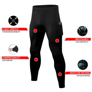 Pantalones deportivos de compresión transpirables para hombre, leggings deportivos elásticos de secado rápido, pantalones largos para entrenamiento en el gimnasio. - Product Image 3