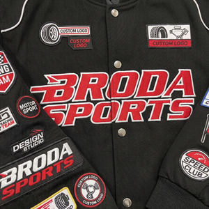 เสื้อแจ็คเก็ตแข่งรถคุณภาพสูง OEM แบบกำหนดเอง ผ้าฝ้ายหนานุ่ม สไตล์วินเทจ NASCAR ปักลายเต็มตัว สำหรับมอเตอร์สปอร์ตและสตรีทแวร์ ขายส่ง - Product Image 5