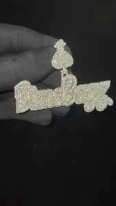 Pendentif personnalisé avec nom et initiale en argent sterling 925, motif sac d'argent, serti de moissanite, style hip-hop, bijoux bling-bling - Product Image 6