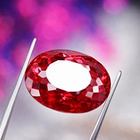 Rubí Rojo Natural Facetado de Forma Ovalada, Certificado por GGI, Piedra Preciosa Suelta, Grado AA+, Excelente, Cambio de Color, Tercera Parte, 100 Gramos