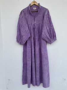 Pur coton indien bloc imprimé femmes filles imprimé Maxi robe à la mode décontracté été soirée robe de soirée bouton longue coupe - Product Image 5