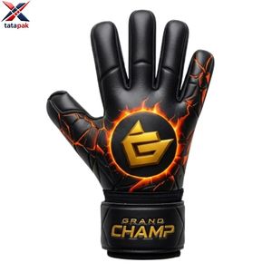 Gants de gardien de but Tatapak Grand Champ en cuir PU noir, antidérapants, avec sangle de poignet réglable - Product Image 1