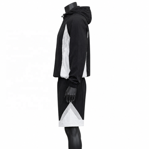 Adult Unisex Hooded Spandex/Cotton Breathable Lightweight <b>Sports</b> <b>Jacket</b> Shorts Set Front Logo Elastic Waist <b>Summer</b> Sporty - Product Image 2