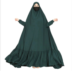 Classic Black Nidha Abaya – Wholesale Full-Length Islamic Prayer <b>Dress</b> with Matching Hijab - Product Image 4