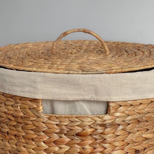 Venta caliente cestas de almacenamiento para el hogar hecho a mano jacinto de agua Natural tapa en forma de círculo juguetes al por mayor almacenamiento de ropa - Product Image 5
