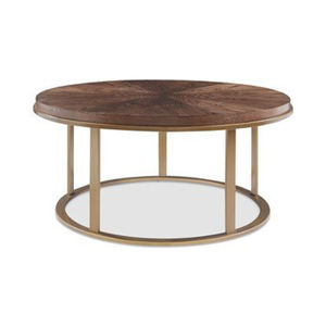 Mesa de centro redonda de metal blanco y madera de estilo tradicional para el hogar y hoteles, mesa auxiliar decorativa en oferta. - Product Image 4