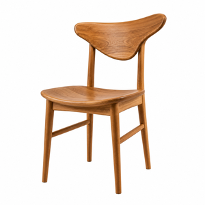 High Quality Stable Scandinavian Asymmetrical <b>Wing</b> Solid Teak Wood Dining <b>Chair</b> - Product Image 2
