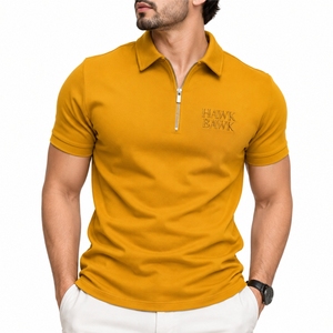 Polo con cremallera personalizado para hombre, premium, cómodo, transpirable, ligero, elástico, moderno, suave, informal, para hombre. - Product Image 1
