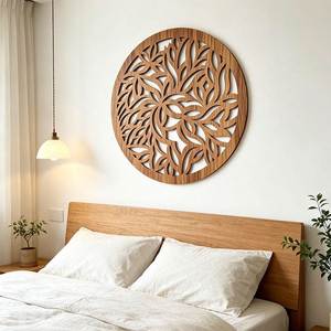 Round Wooden Tree of Life Wall Decor for Living Room Bedroom Natural <b>Wood</b> Laser Cut Wall Art Scandinavian Boho <b>Rustic</b> Farmhouse - Product Image 1