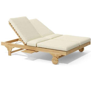 Tumbona de madera de teca en oferta, con un estilo moderno y sencillo para dos personas, duradera y equipada con espuma suave. - Product Image 5