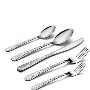 Poignée en argent martelé plat avec ensemble de couverts de créateur Awesomeness Nouveau Design Portable Voyage personnalisé - Product Image 1