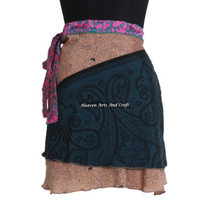 Comprar Minifaldas de Sari de Seda Antigua Multicapa, Minifalda Sexy Vintage de Sari de Seda, Fotos de Mujeres Maduras, Transpirable, Casual - Product Image 2