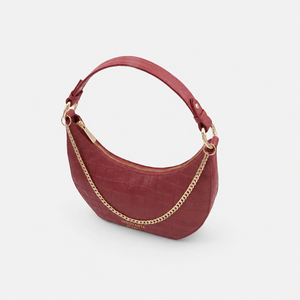 Sac à bandoulière demi-lune en cuir bio pour femme, durable, avec fermeture éclair et chaîne, écologique, taille personnalisable, prêt pour Noël, usage quotidien - Product Image 4
