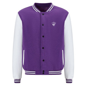 Casual Winter Wear Letterman Jacket Relaxed Fit <b>Covered</b> <b>Button</b> Front Wool Blend Contrast Sleeve Design Street Fashion Outerwear - Product Image 1