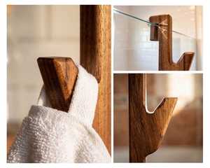 Custom Size Minimalist Wooden <b>Towel</b> <b>Hook</b> Set Wall Mounted Bathroom Accessory Natural Wood Finish Custom Shape Design - Product Image 6