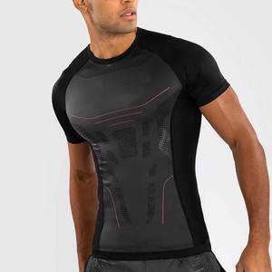 Haut de compression MMA pour homme, noir et blanc, à blocs de couleur, ajusté, séchage rapide, manches longues, pour arts martiaux, fabriqué en usine - Product Image 6