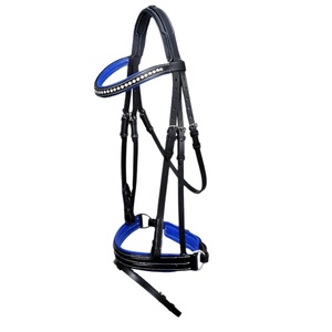 <b>Top</b> Exclusive Handmade Leather Horse Bridle With Padded Nose Part And <b>Crystallized</b> Brow Band Design Manufacturer Supplier - Product Image 3