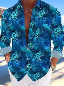 Chemise hawaïenne décontractée pour homme |   Col montant |   Tissu sergé |   Design tropical numérique |   Tissu en polyester confortable - Product Image 3
