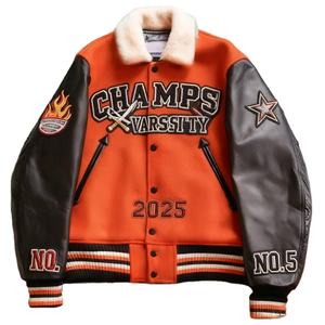 Custom Varsity Bomber <b>Jacket</b> OEM Embroidered Letter Turn-down Collar Silk Sleeves Reversible Waterproof Winter Hip Hop - Product Image 1
