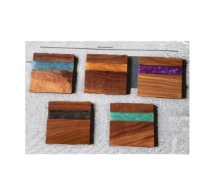 Personalized <b>Epoxy</b> Resin and Wood Drink Coaster Square Shape High Quality Colorful Modern Tea Coffee Coasters for Home Hotel - Product Image 3