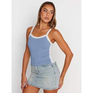 À la mode femmes Double doublé débardeurs Ins Spaghetti sangle col carré Camisole sans manches dos nageur recadrée vêtements d'été pour - Product Image 1