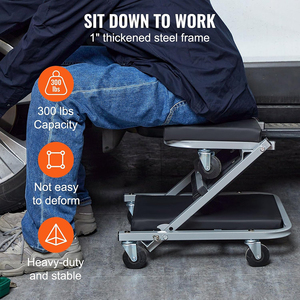 Asiento de taller 2 en 1 Z Creeper de 36 pulgadas, cama plegable para reparación de automóviles, capacidad de 300 libras, asiento acolchado, estructura de acero, giratorio portátil, negro GAPGAR034 - Product Image 6